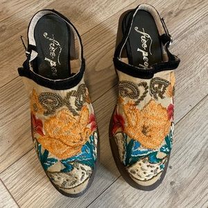 Free People Cosmic Storm Embroidered Clogs